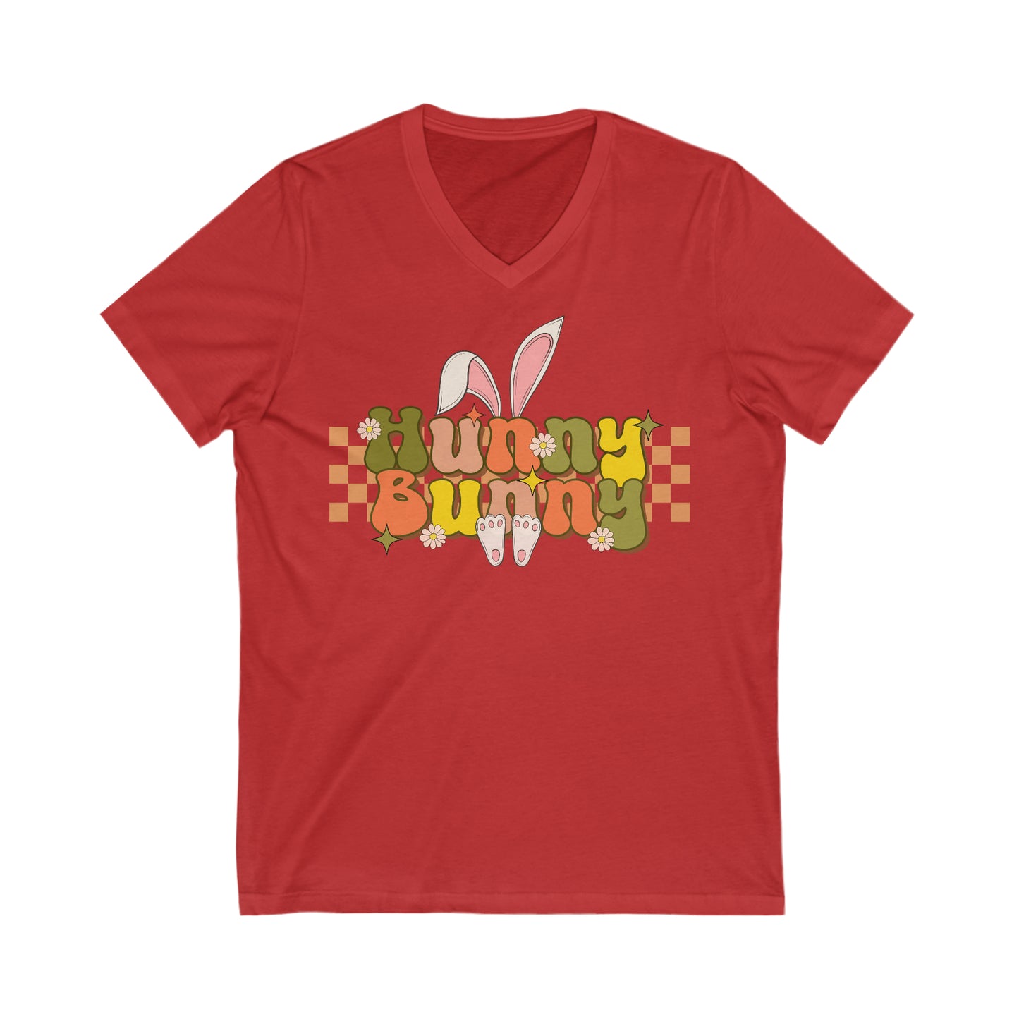 Hunny Bunny - Unisex Jersey Short Sleeve V-Neck Tee