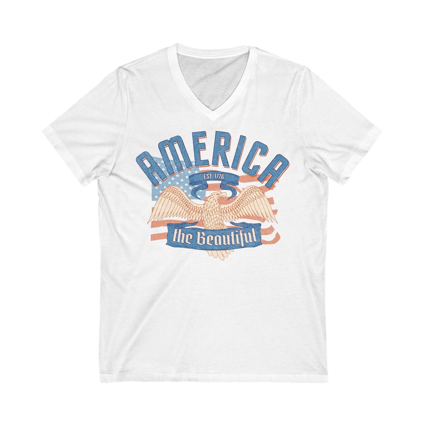 America the Beautiful - Unisex Jersey Short Sleeve V-Neck Tee