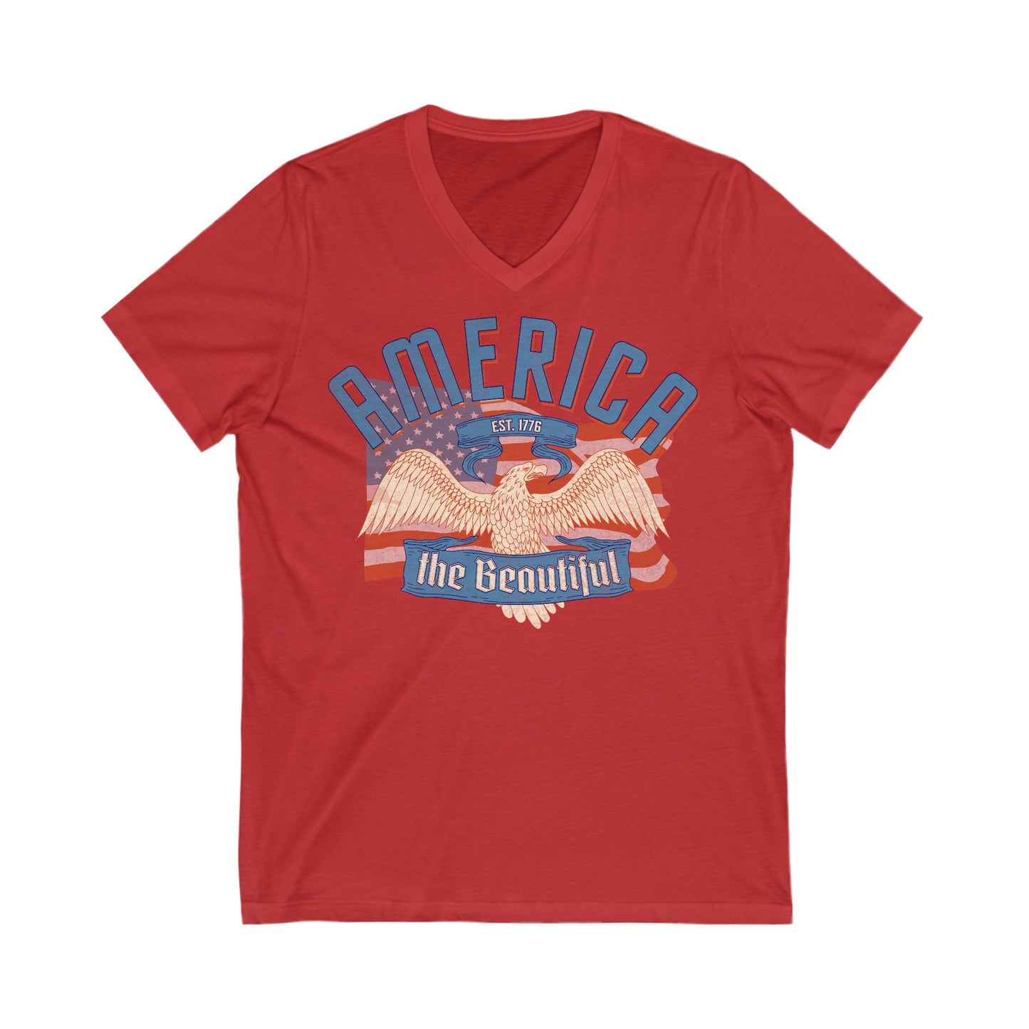 America the Beautiful - Unisex Jersey Short Sleeve V-Neck Tee