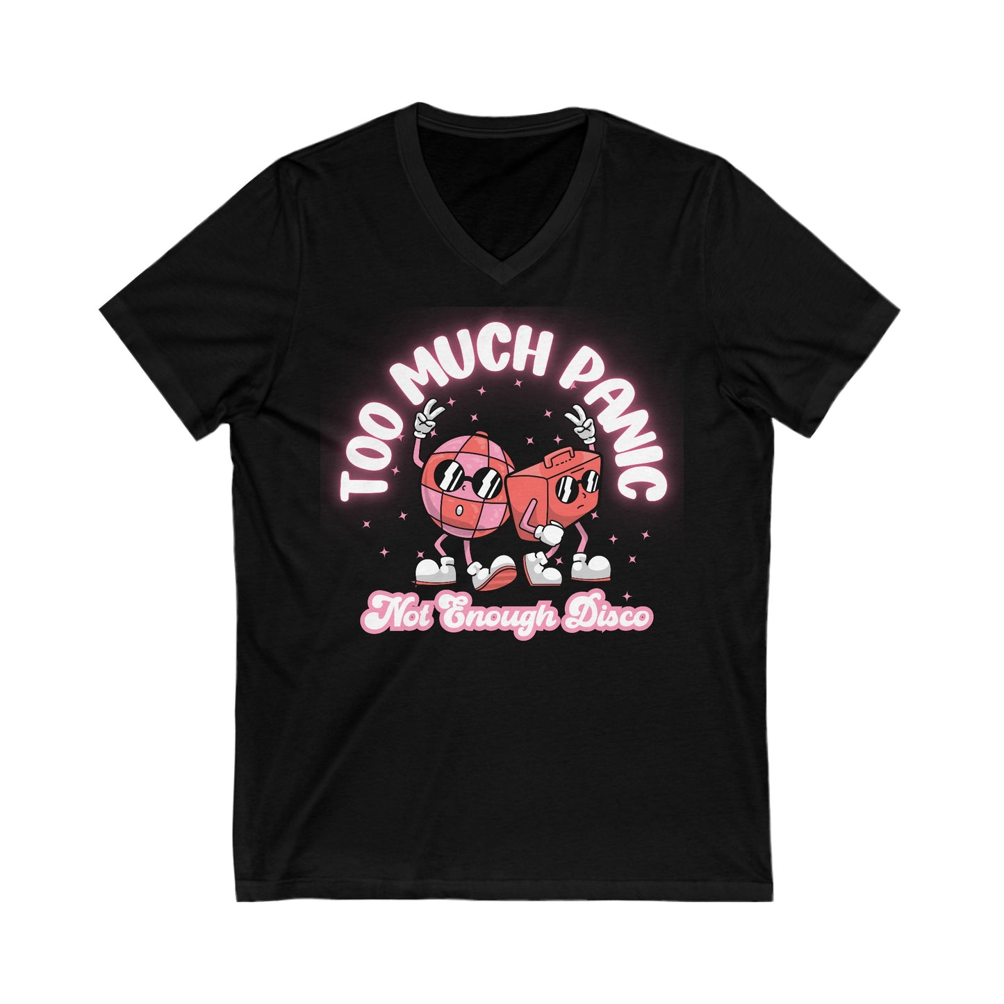 Too Much Panic, Not Enough Disco - Unisex Jersey Short Sleeve V-Neck Tee