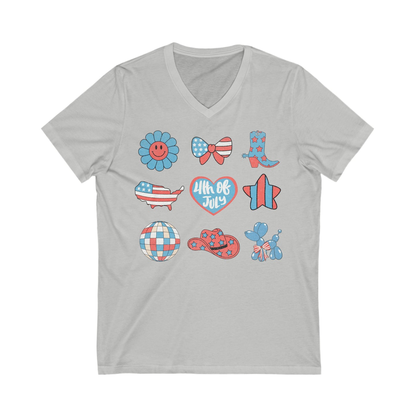Fourth of July Collage - Unisex Jersey Short Sleeve V-Neck Tee