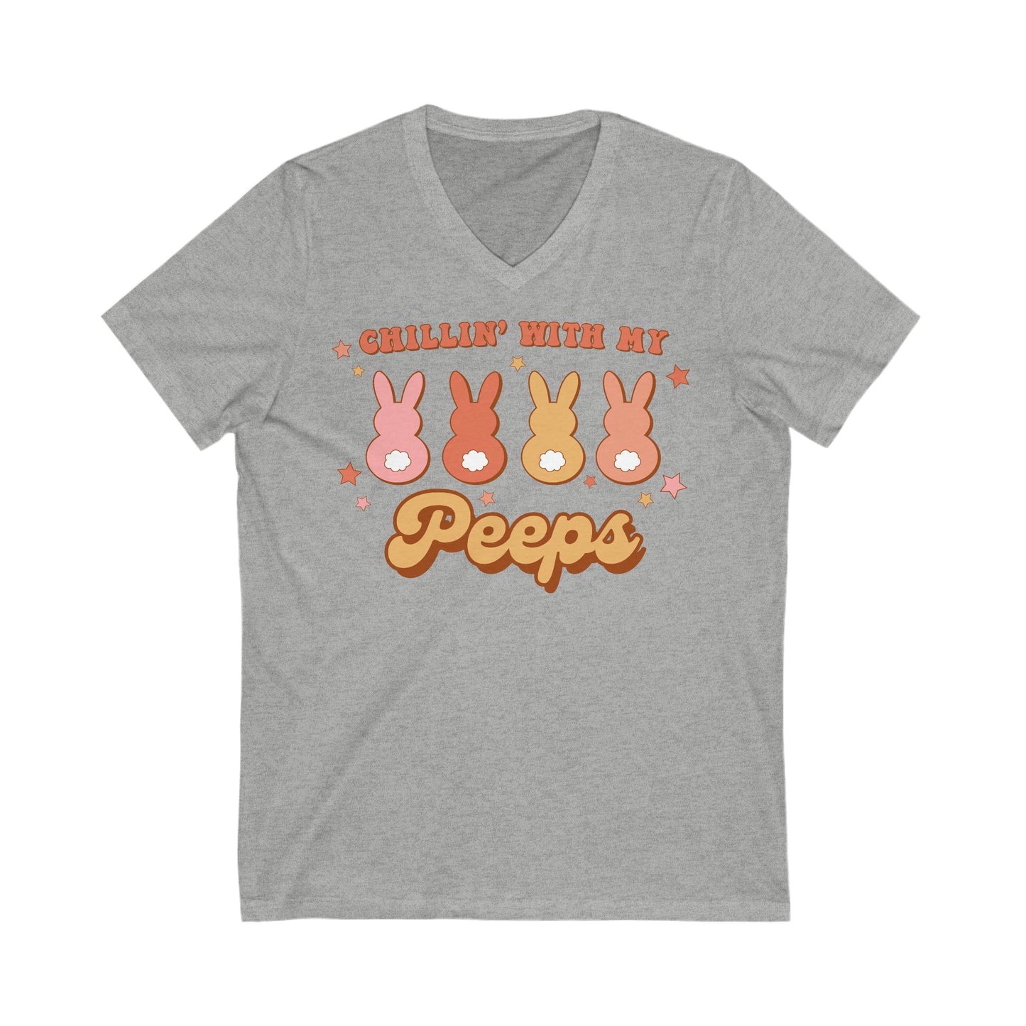 Chillin’ with my Peeps Retro Style - Unisex Jersey Short Sleeve V-Neck Tee