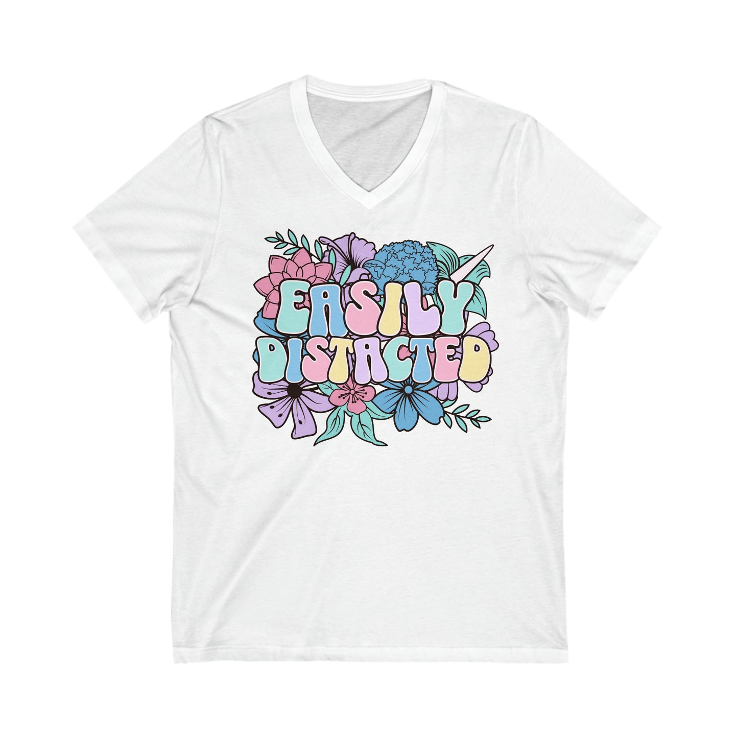 Easily Distracted - Unisex Jersey Short Sleeve V-Neck Tee