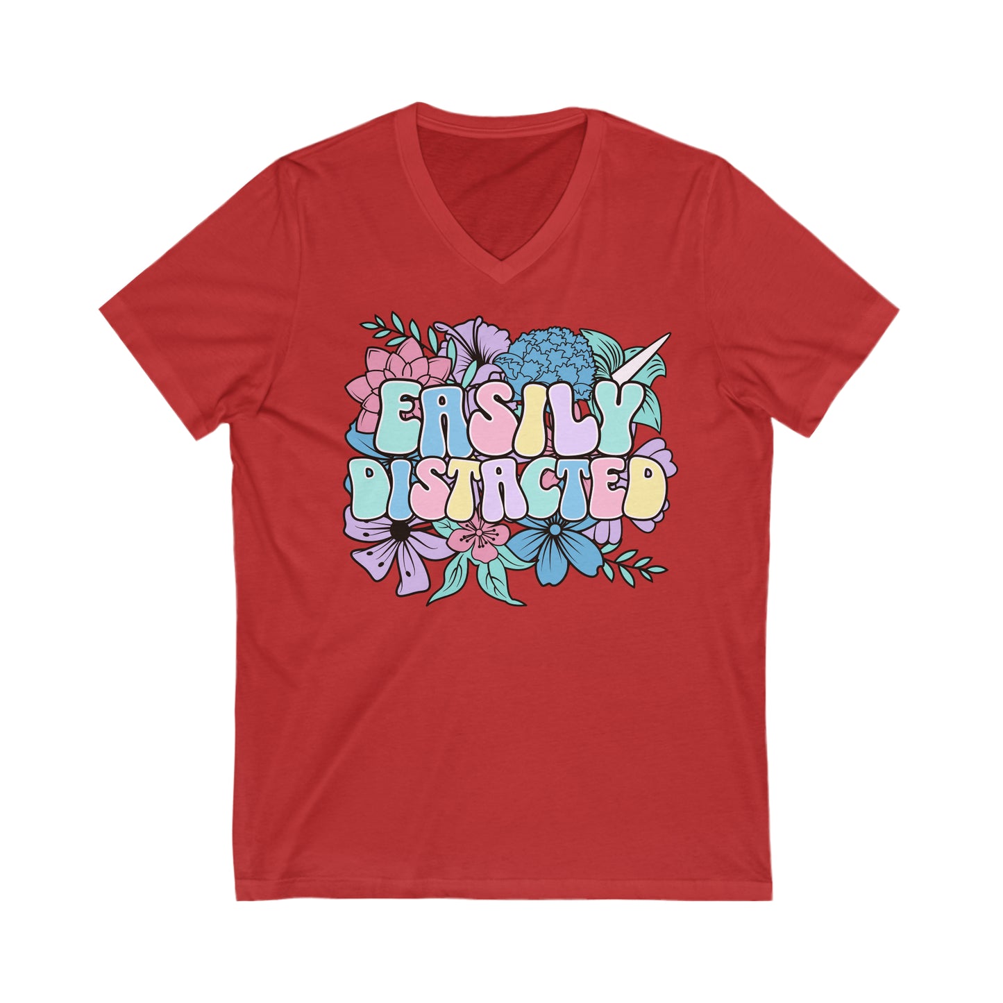 Easily Distracted - Unisex Jersey Short Sleeve V-Neck Tee