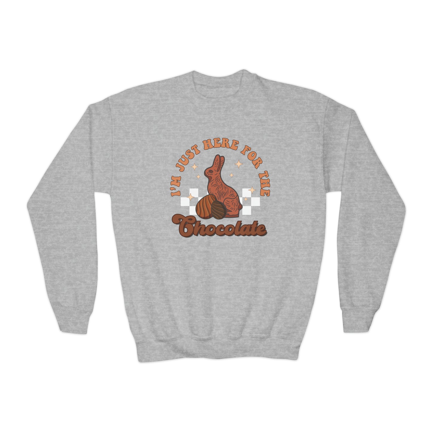 I'm Just Here for the Chocolate - Youth Crewneck Sweatshirt