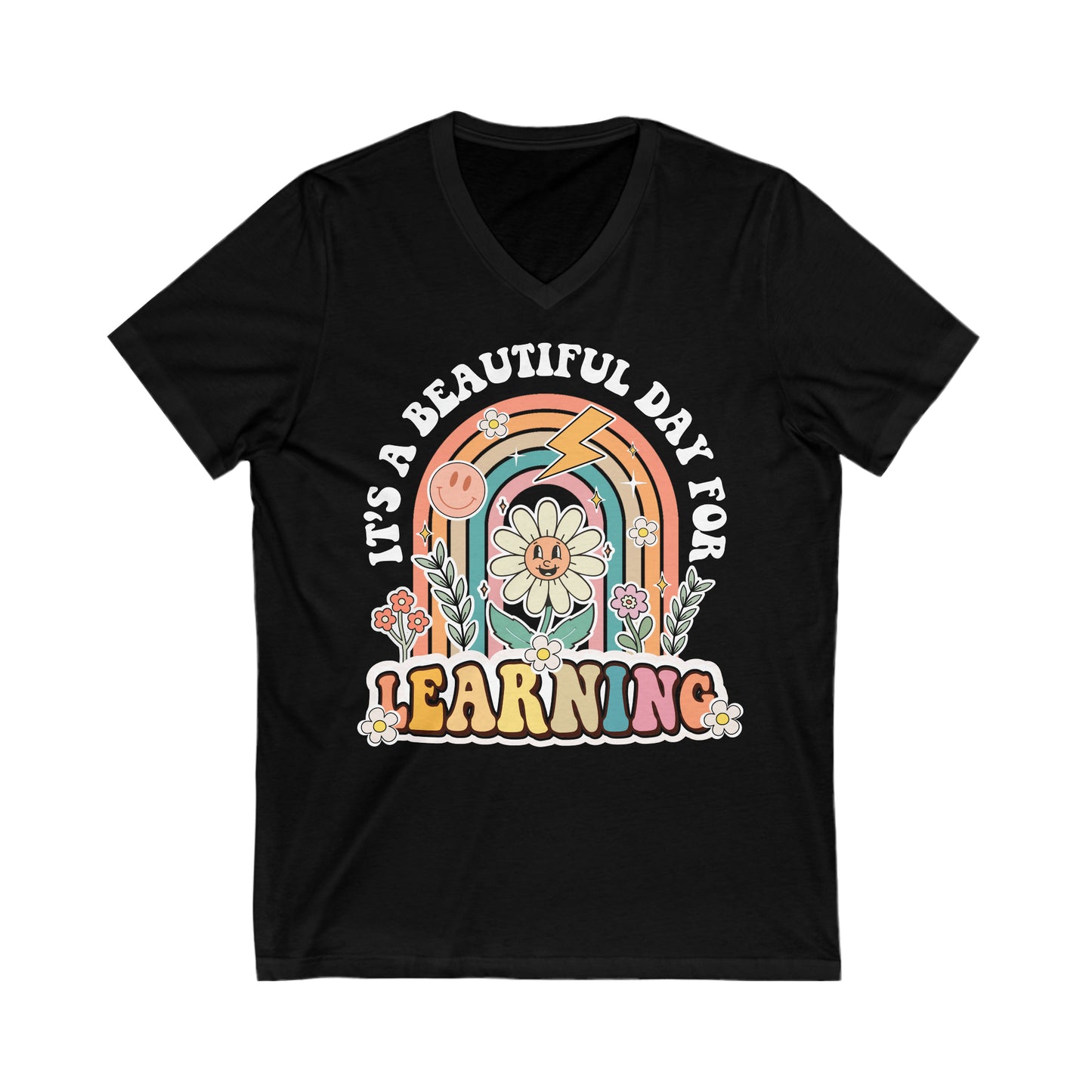 It’s a Beautiful Day for Learning - Unisex Jersey Short Sleeve V-Neck Tee