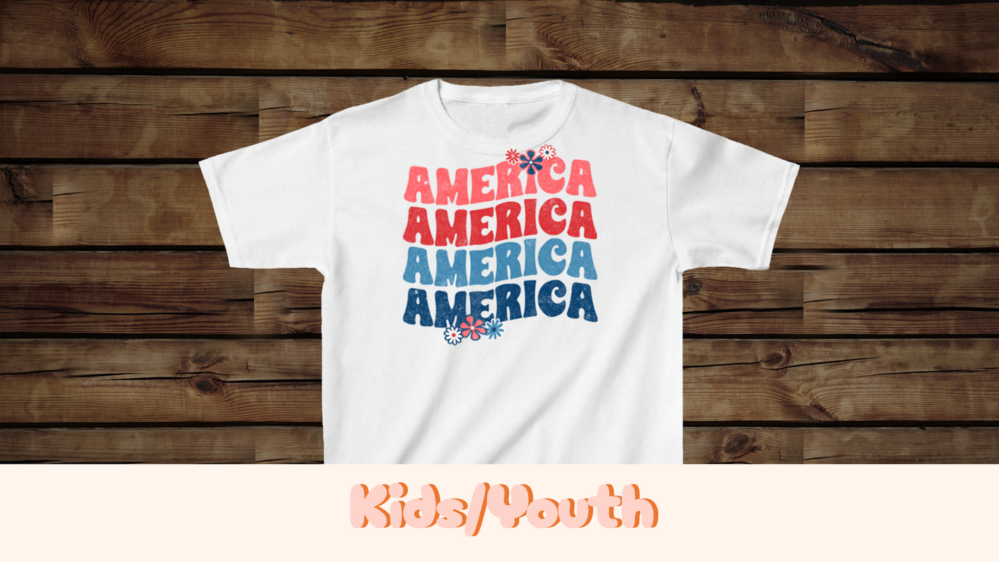 America Floral - Kids Heavy Cotton™ Tee