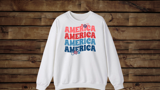 America Floral - Unisex Heavy Blend™ Crewneck Sweatshirt