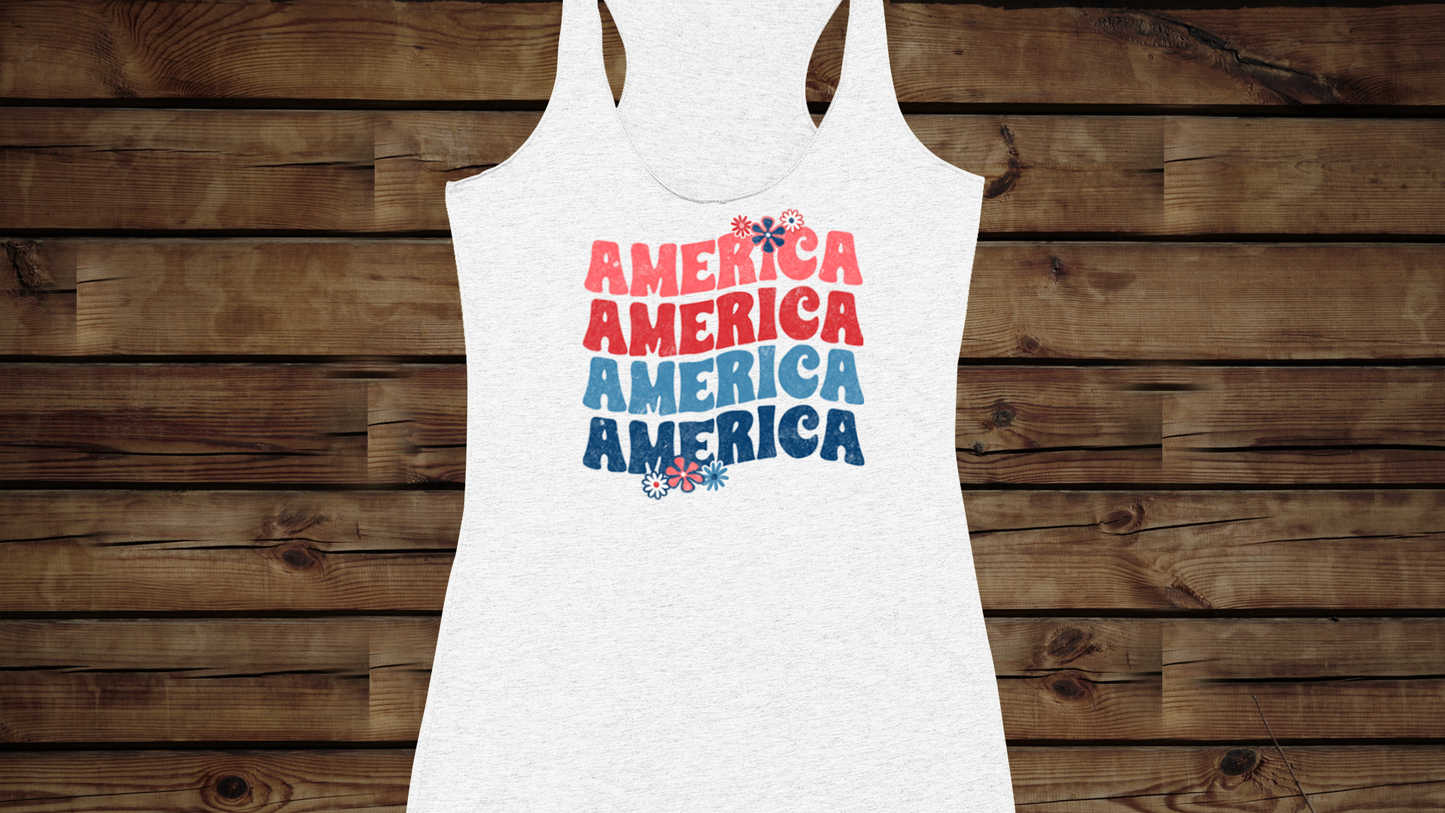 America Floral - Women's Ideal Racerback Tank