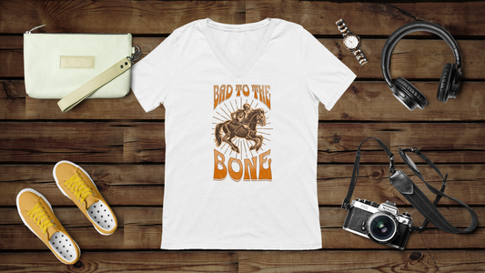 Bad to the Bone - Unisex Jersey Short Sleeve V-Neck Tee