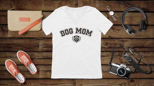 Dog Mom - Unisex Jersey Short Sleeve V-Neck Tee