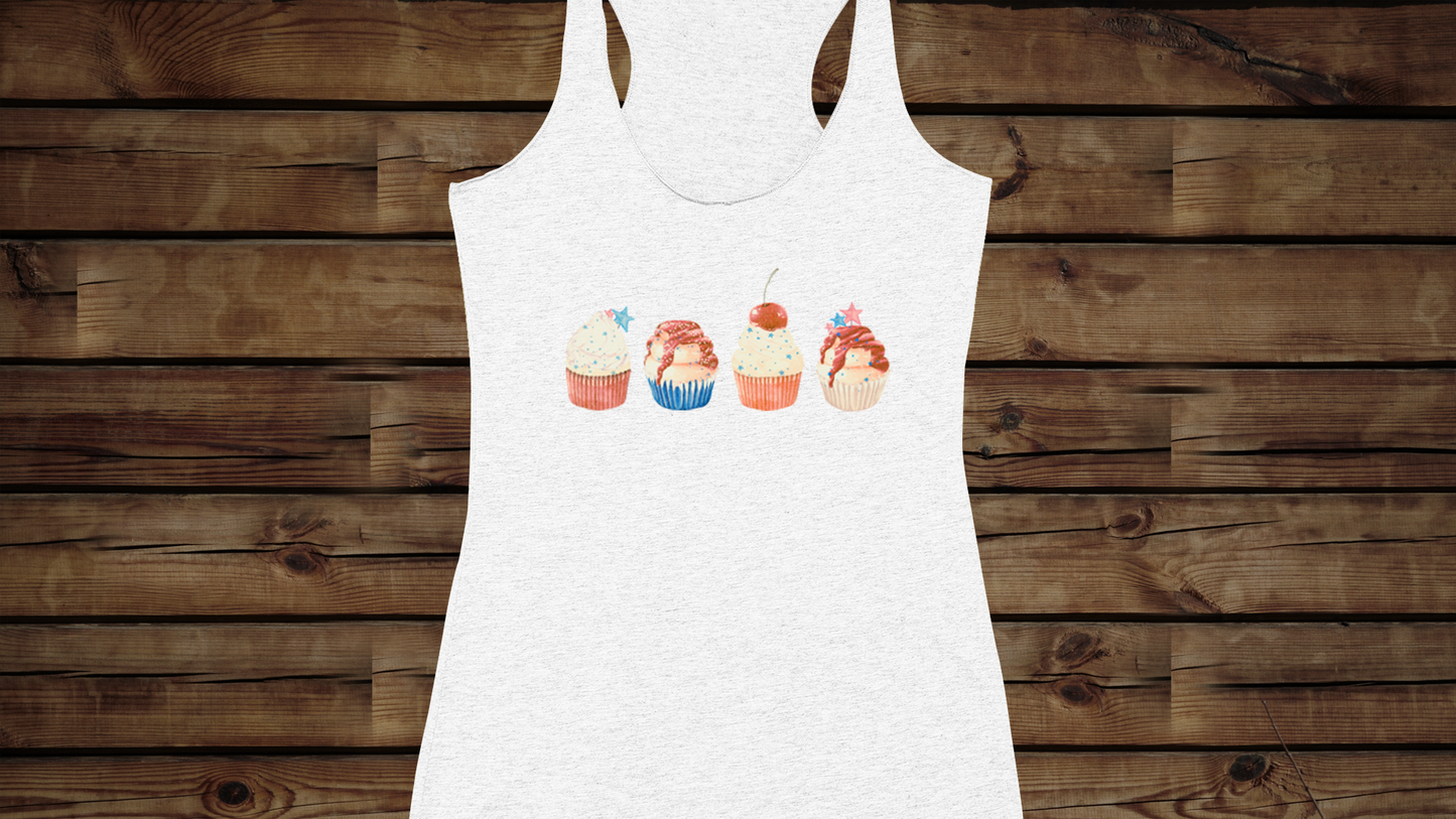 Fourth of July Cupcakes - Women's Ideal Racerback Tank