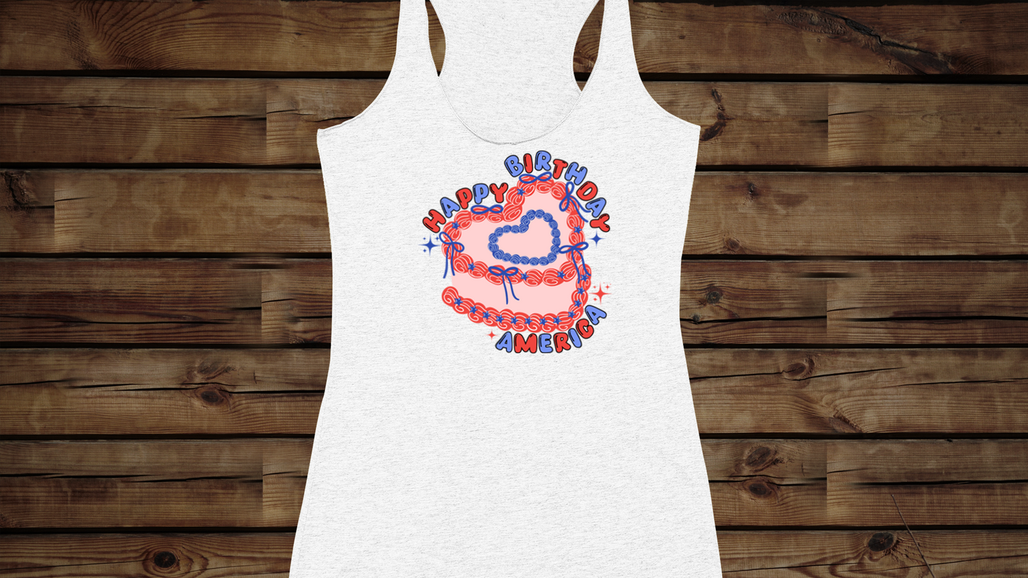 Happy Birthday, America - Women's Ideal Racerback Tank