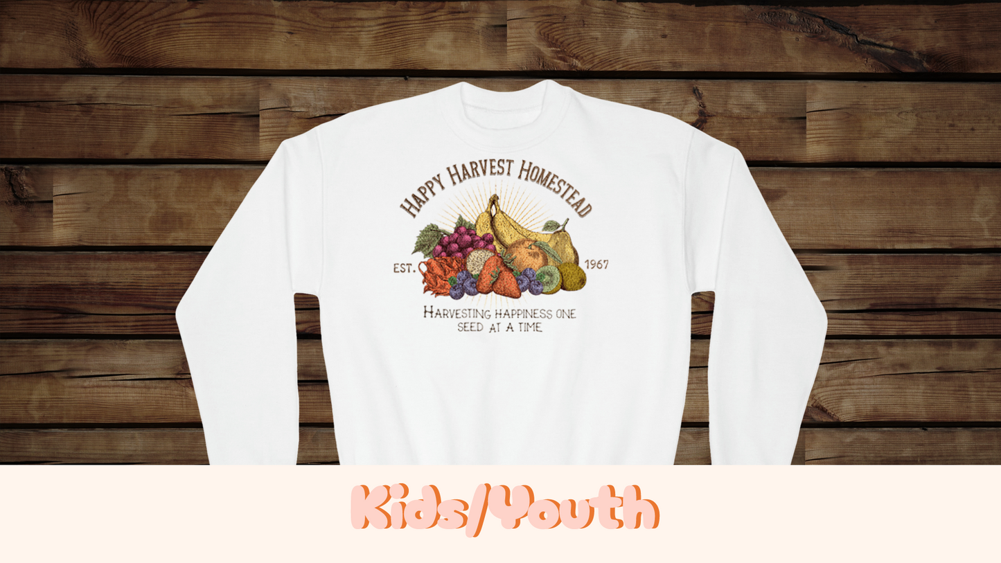 Happy Harvest Homestead, Farmers Market  - Youth Crewneck Sweatshirt