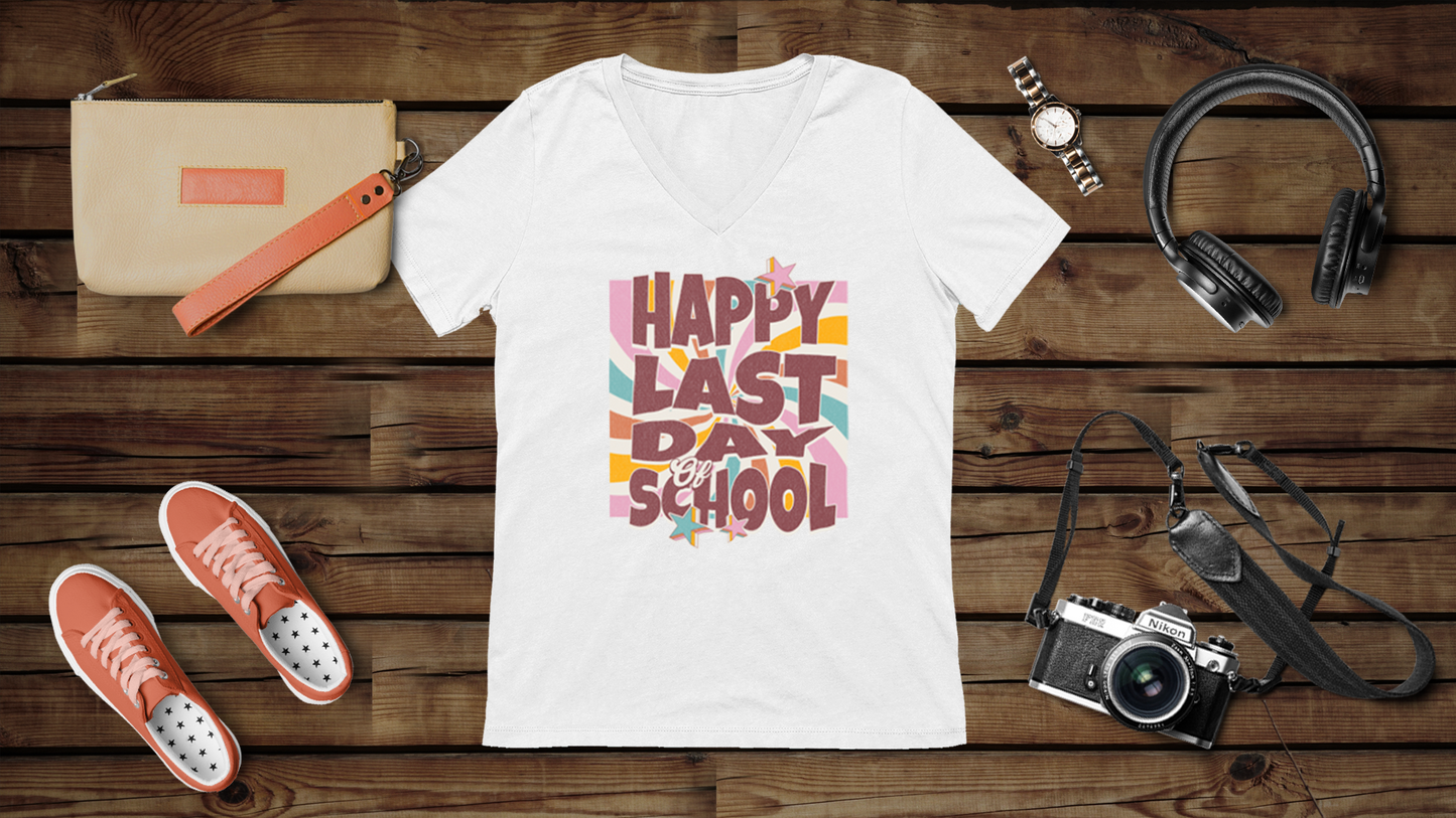 Happy Last Day of School - Unisex Jersey Short Sleeve V-Neck Tee