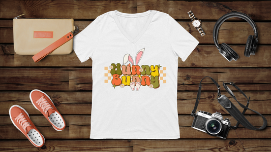 Hunny Bunny - Unisex Jersey Short Sleeve V-Neck Tee