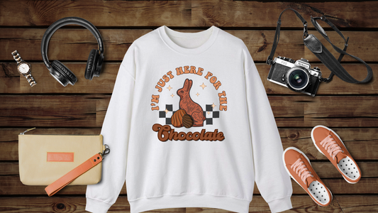 I’m Just Here for the Chocolate - Unisex Heavy Blend™ Crewneck Sweatshirt