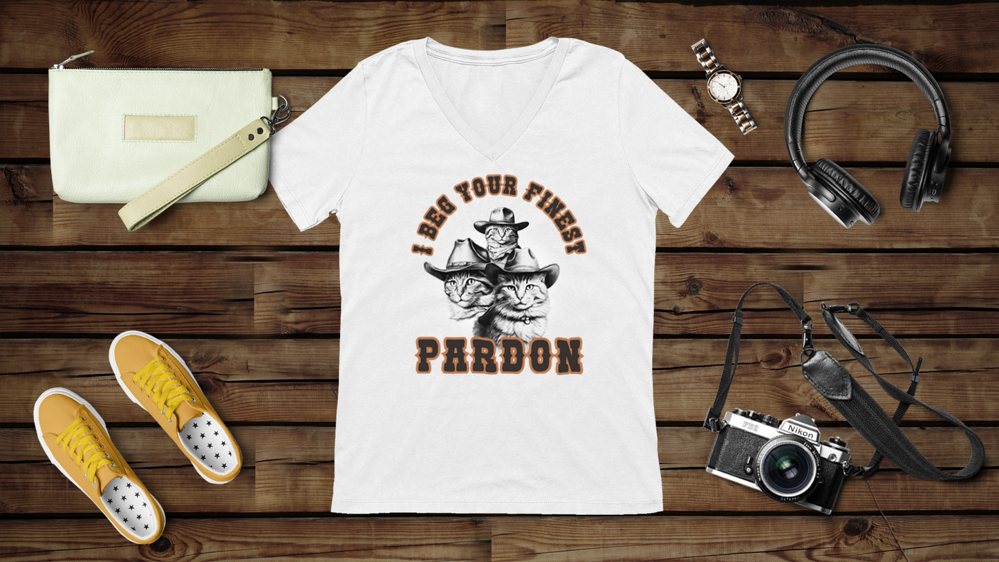 I Beg Your Finest Pardon - Unisex Jersey Short Sleeve V-Neck Tee