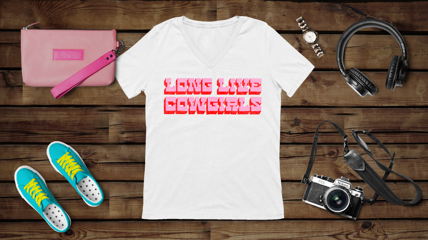 Long Live Cowgirls - Unisex Jersey Short Sleeve V-Neck Tee