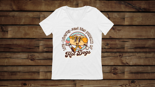 Life, Liberty, and the Pursuit of Hot Dogs - Unisex Jersey Short Sleeve V-Neck Tee