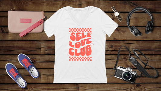 Self Love Club - Unisex Jersey Short Sleeve V-Neck Tee