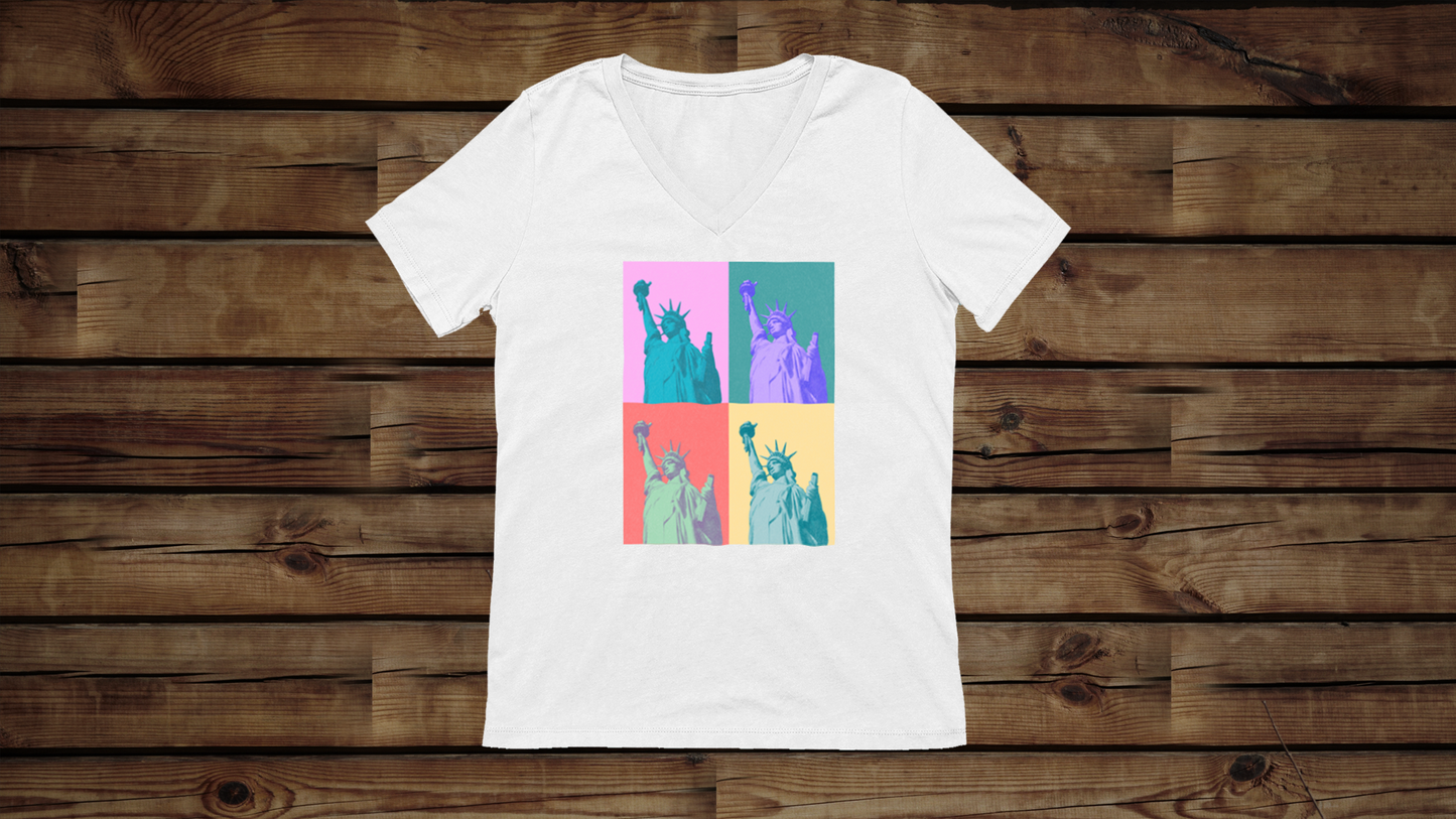 Statue of Liberty - Unisex Jersey Short Sleeve V-Neck Tee