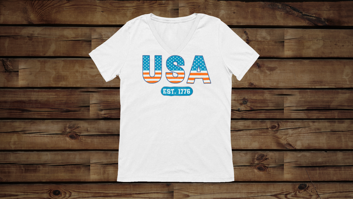 Vintage USA - Unisex Jersey Short Sleeve V-Neck Tee