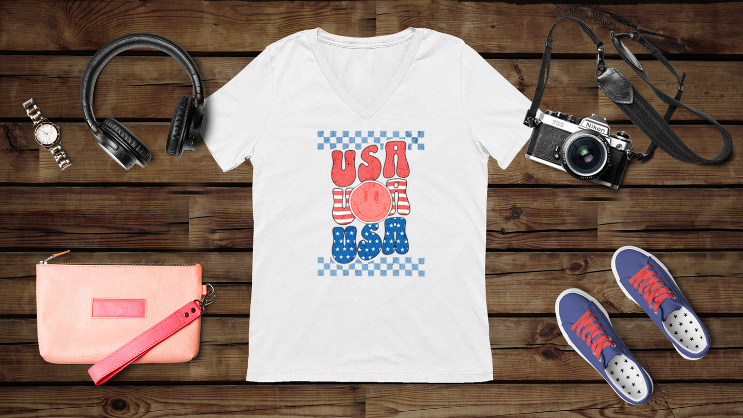 USA USA USA - Unisex Jersey Short Sleeve V-Neck Tee