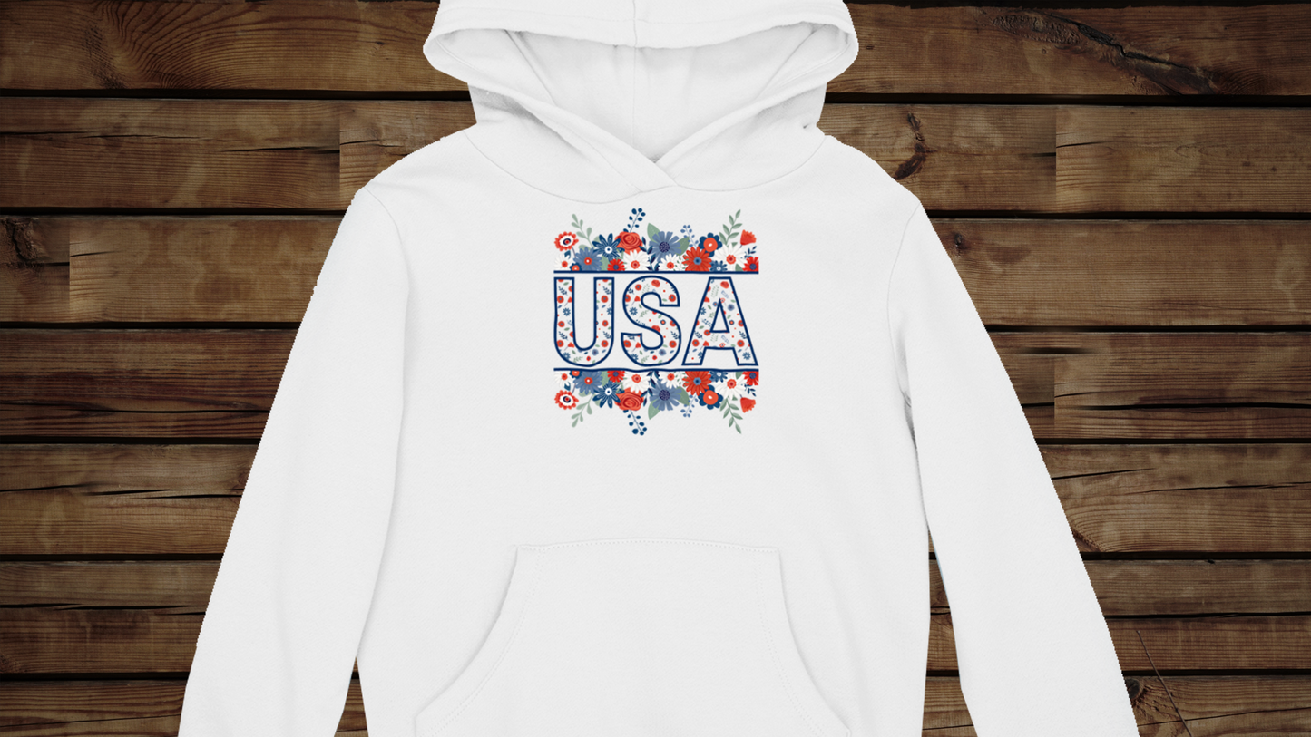 USA Floral - Unisex Heavy Blend™ Hooded Sweatshirt