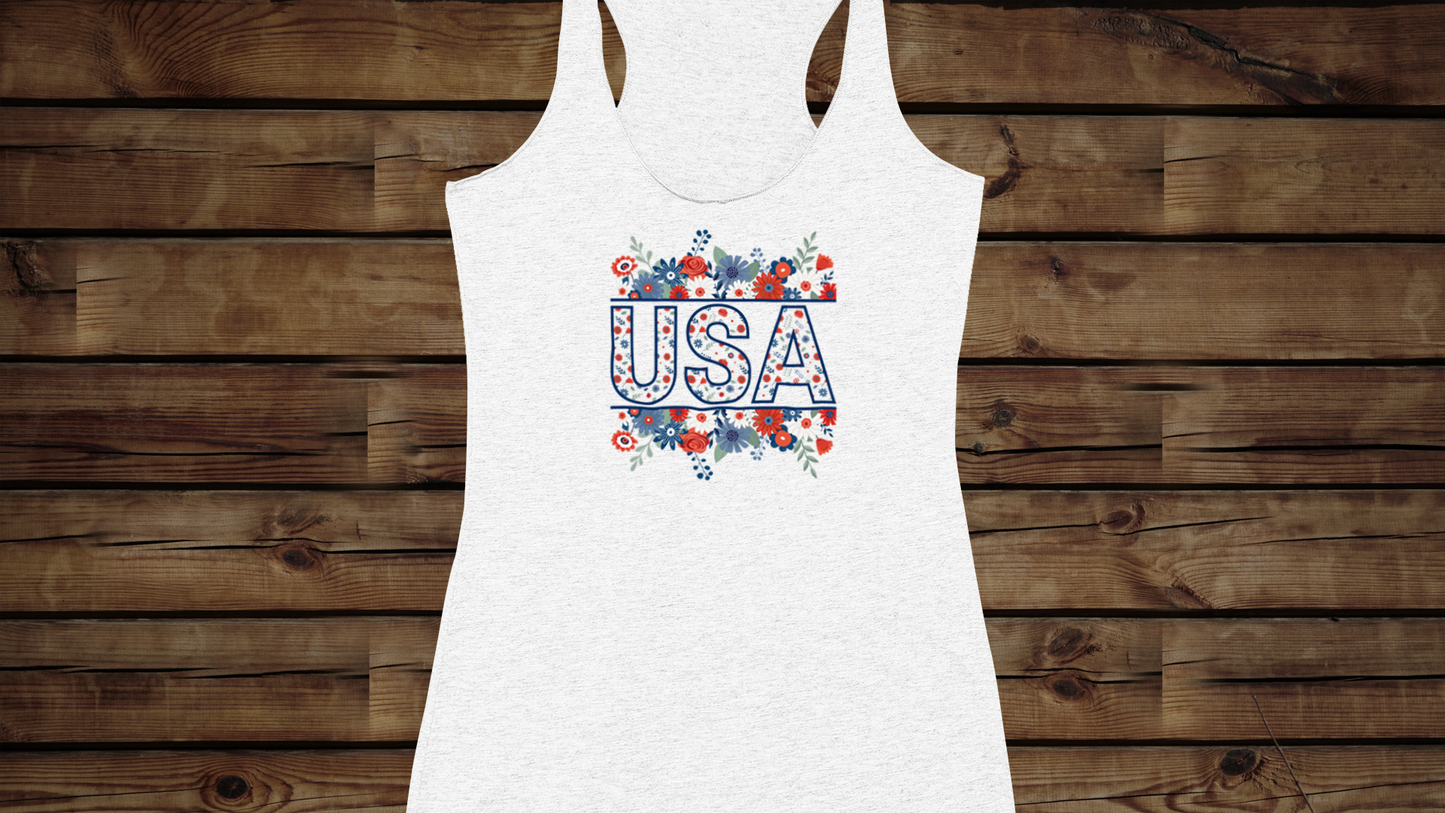 USA Floral - Women's Ideal Racerback Tank