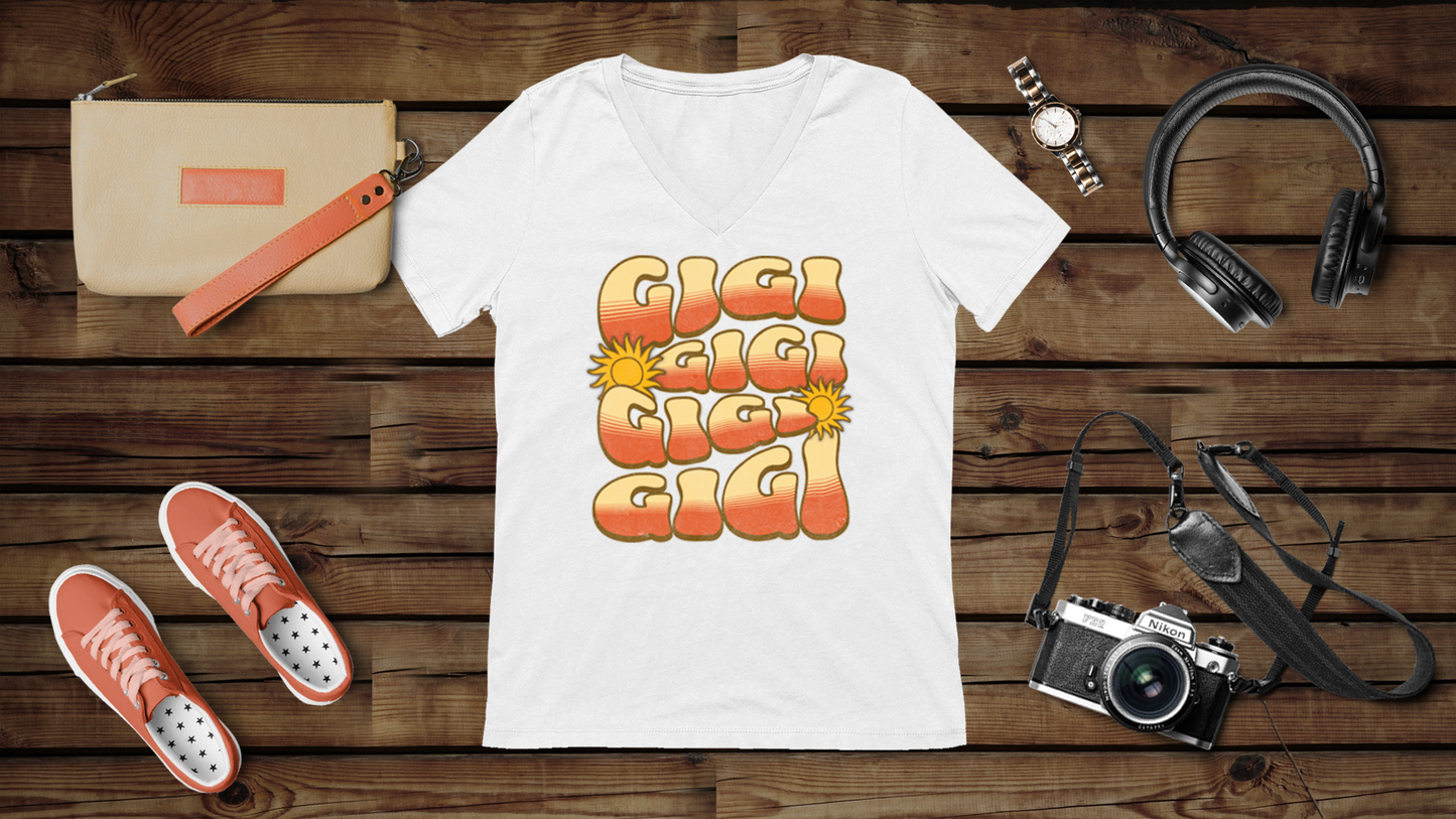 Groovy Gigi - Unisex Jersey Short Sleeve V-Neck Tee