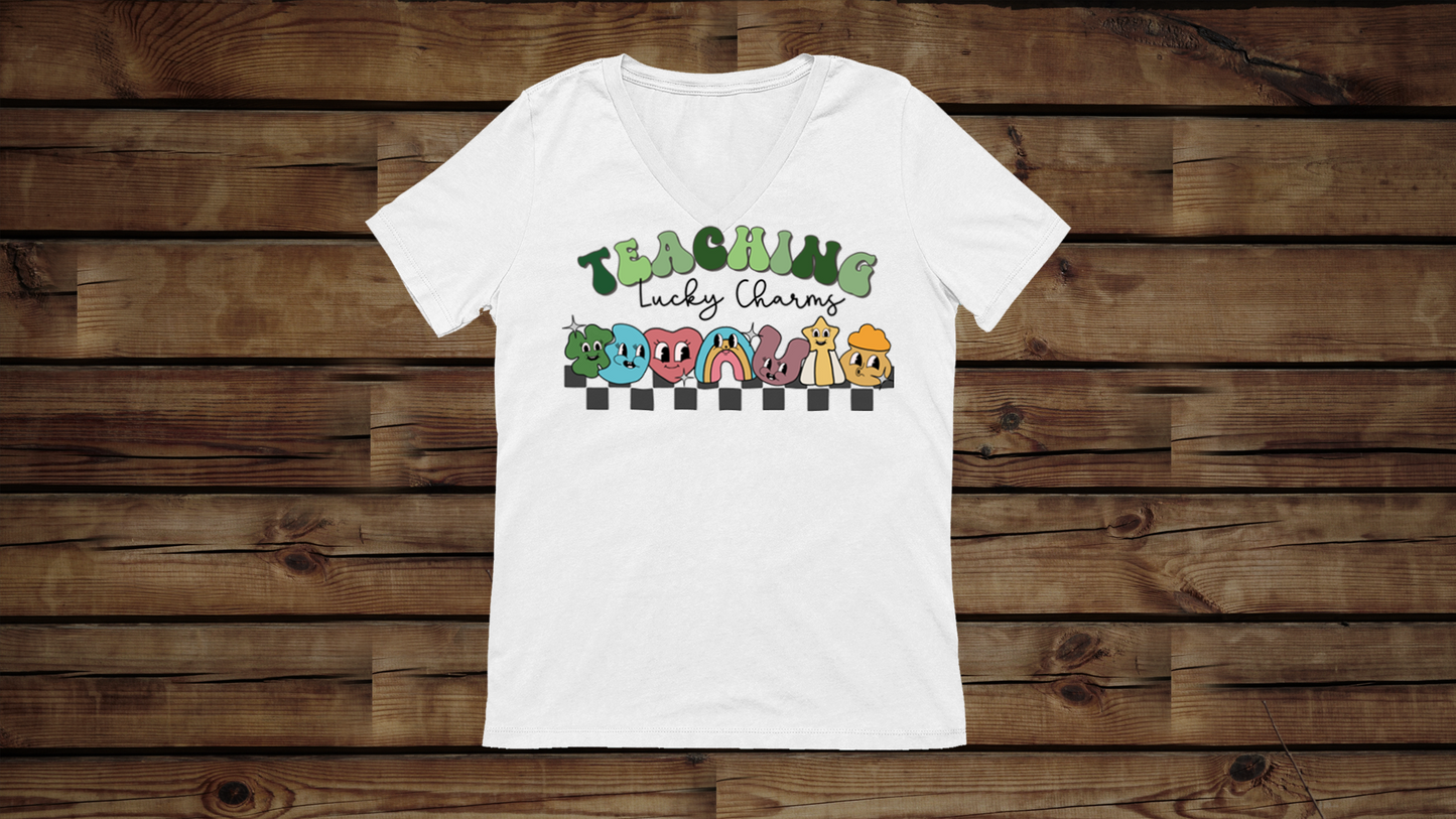 Teaching Lucky Charms - Unisex Jersey Short Sleeve V-Neck Tee